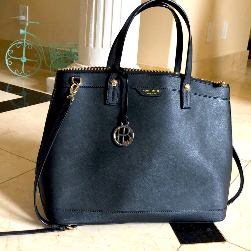 Henri bendel black leather structured bag